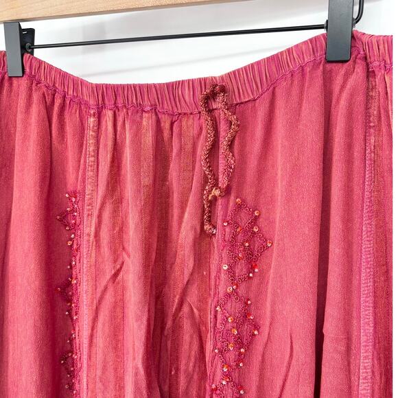 The Counter Vintage Rust Terracotta Boho Beaded Sequin Peasant Skirt Size XL - Picture 4 of 6